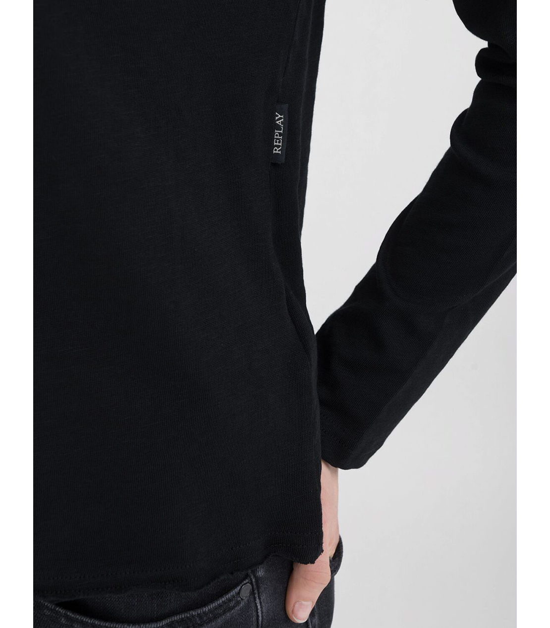 コットンスラブジャージーロングTシャツ 詳細画像 ブラック 4